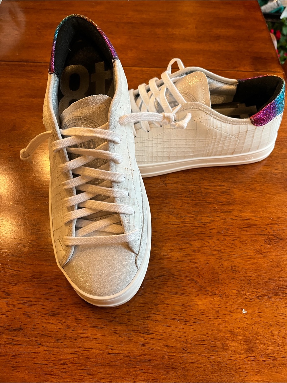 P448 Sneakers White Johnny Dama Glitter Low-Top Sneakers - Like New!